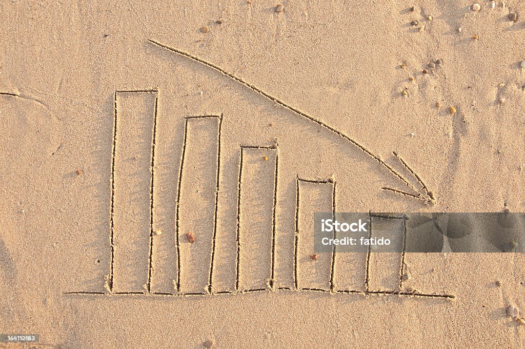 Bar Graph Bar Graph in Sand Beach Stock Photo