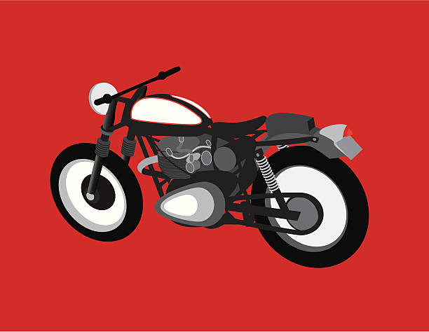 Cafe Motorcycle A classic motorcycle made up of simple shapes. cafe racer stock illustrations