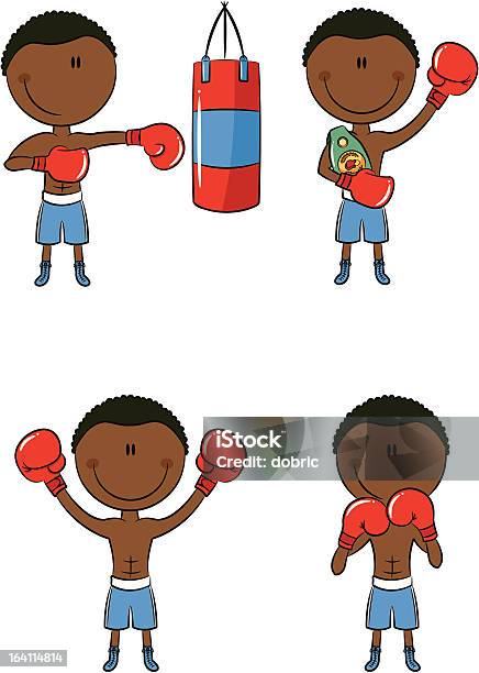 Boxer - Arte vetorial de stock e mais imagens de Adulto - Adulto, Afro-americano, Atividade