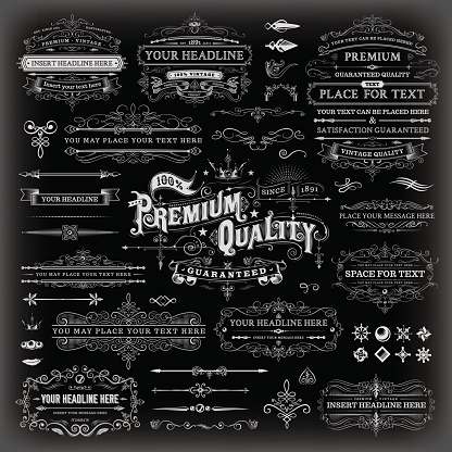 A collection classical styled vintage labels. EPS 10 file, with transparencies, layered & grouped, 
