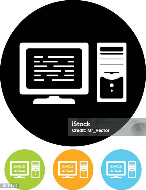 Векторный Iconнастольный Пк — стоковая векторная графика и другие изображения на тему Без людей - Без людей, Векторная графика, Изолированный предмет