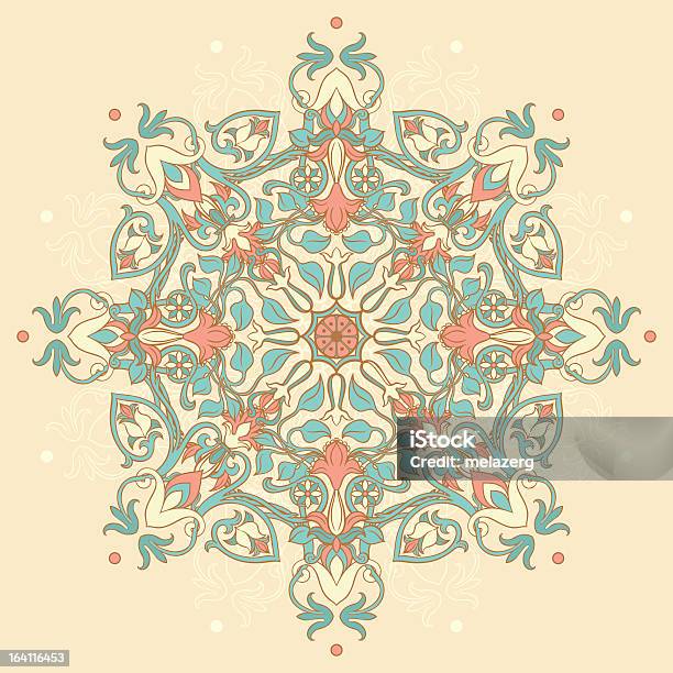Round Floral Pattern Stock Illustration - Download Image Now - Abstract, Beige, Blossom