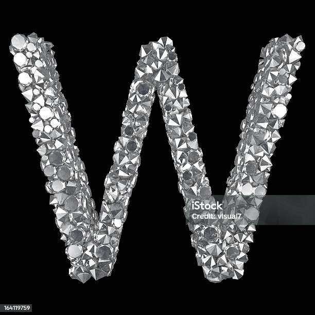 Diamond Letter W Stock Photo - Download Image Now - Diamond - Gemstone, Diamond Shaped, Illuminated