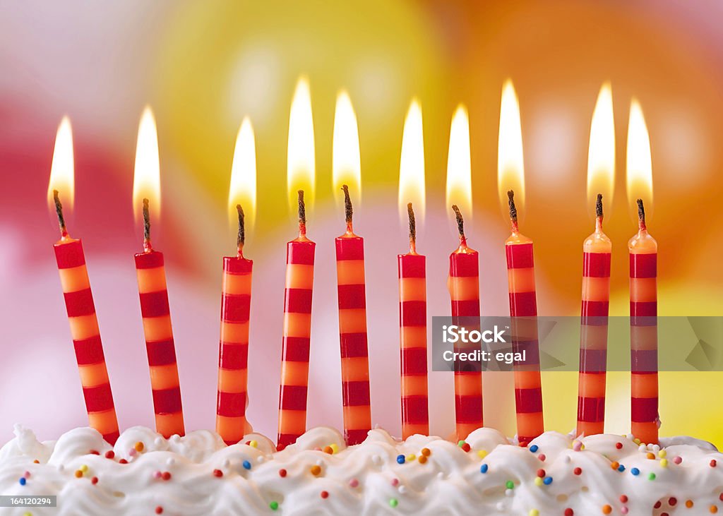 Birthday candles Birthday candles on colorful background 10-11 Years Stock Photo
