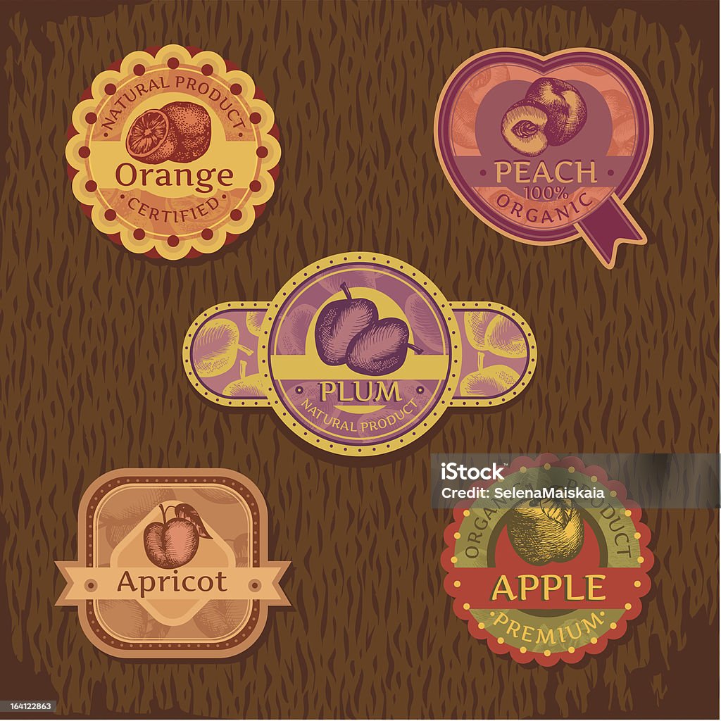 Étiquette vintage fruits - clipart vectoriel de Abricot libre de droits