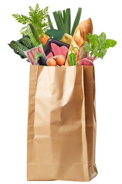 istock Paper Bag with Groceries Isolated on White . 1641231068