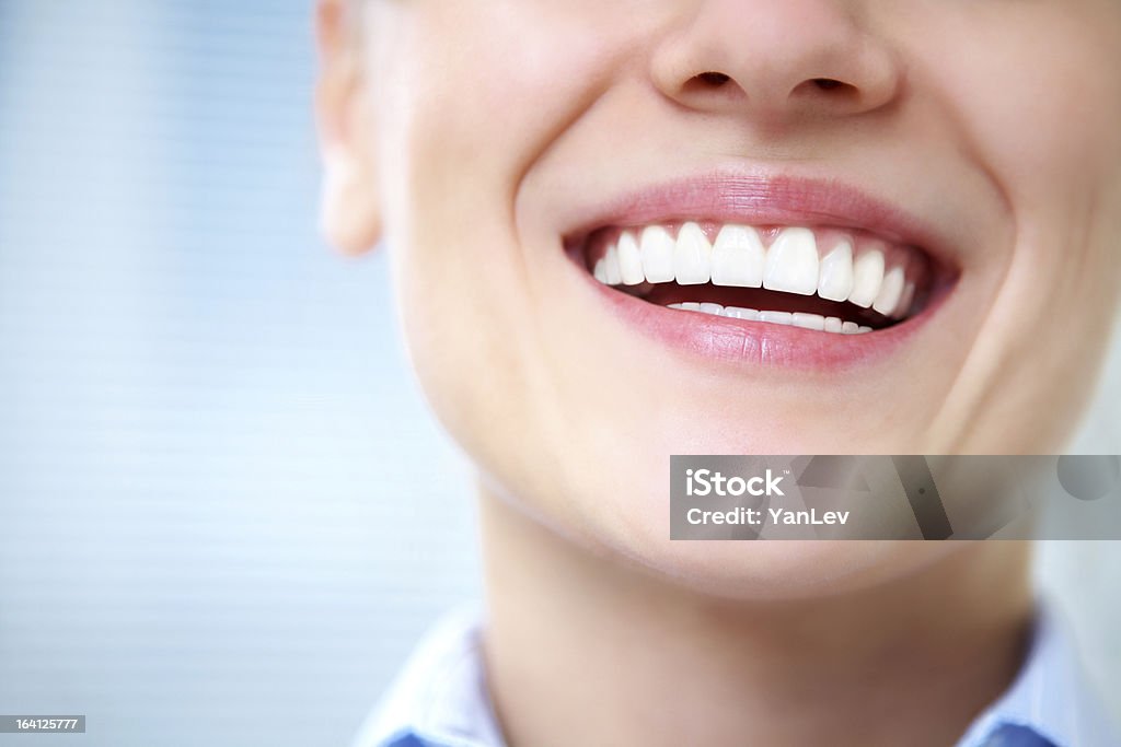 female smile Close-up of female smile with healthy teeth Smiling Stock Photo