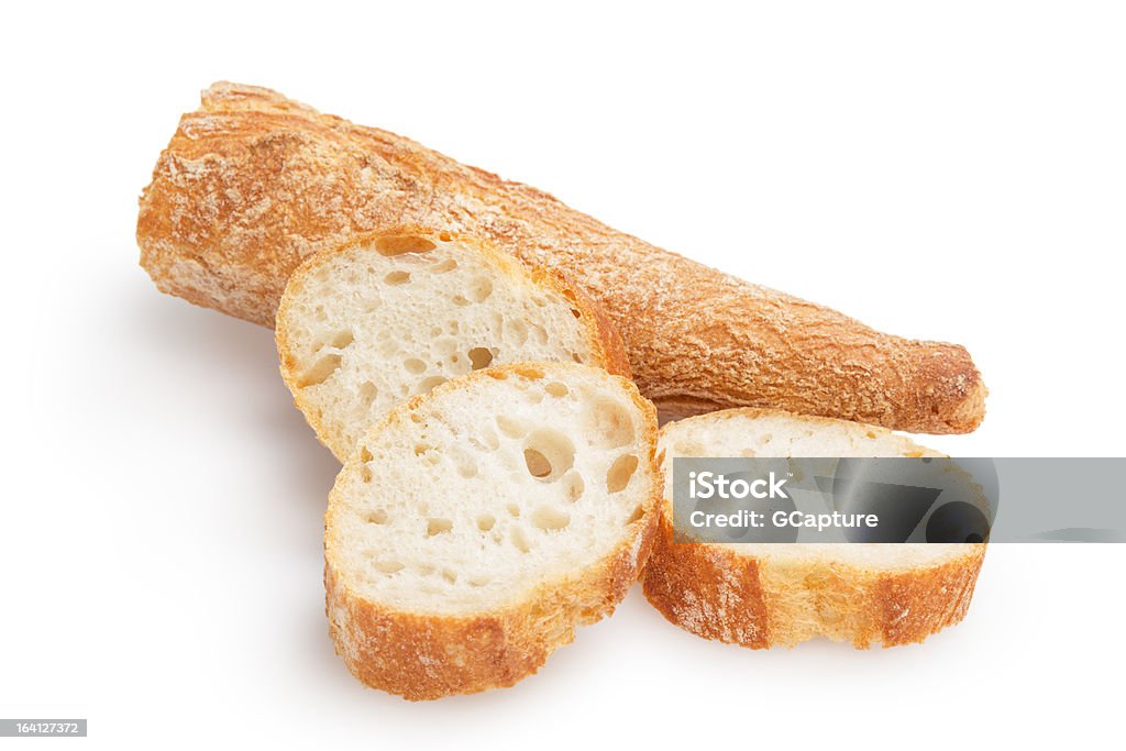 french baguette slices french baguette slices, isolated on white background Baguette Stock Photo