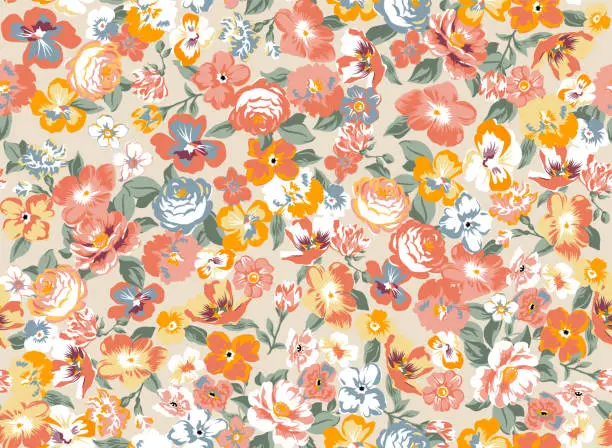 Vector illustration of floral liberty pattern