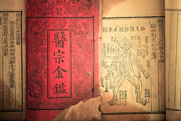 alte medizin buch aus der qing-dynastie - acupuncture chinese medicine medicine chinese script stock-fotos und bilder