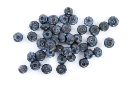 fresh blueberries on white background