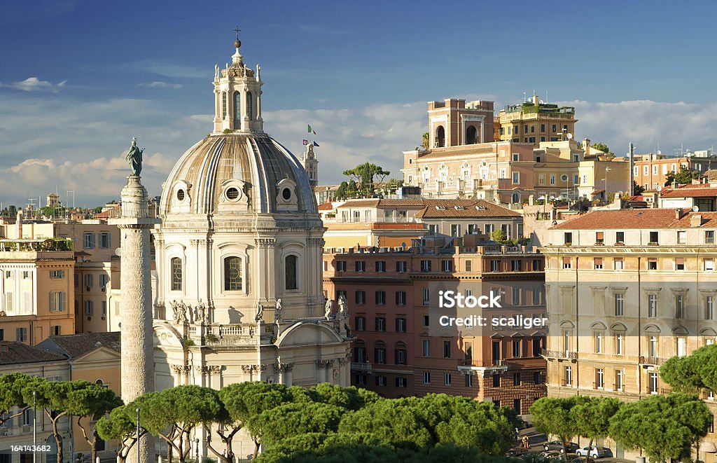 Rome view (left column of Septimius Severus) Rome view (left column of Septimius Severus)), Italy Ancient Stock Photo