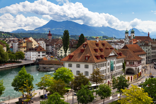 Buildings in a city of St. Gallen in Switzerland