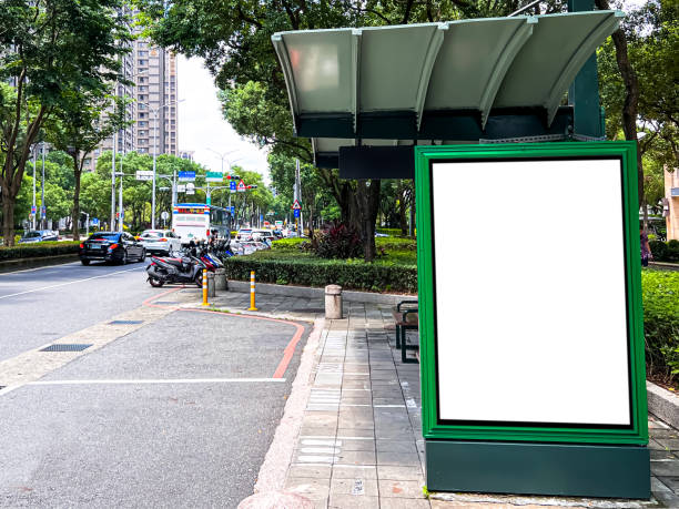 istock Mock-up of light box template at the bus stop 1641442095