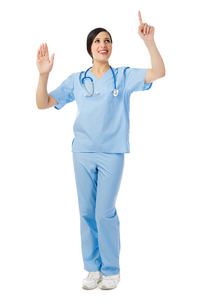istock Smiling doctor with the raised hands 164144579