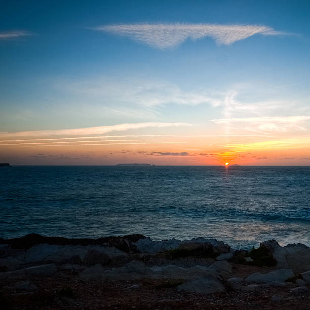 Cliff over the Atlantic Ocean at Sunset. 