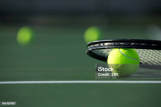 Tennis Ball And Racket Stock Photo - Download Image Now - Competition, Hardcourt, Horizontal