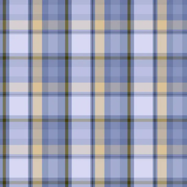 Vector illustration of Seamless checkered striped pattern in pastel shades of blue, yellow and green for fabric, textiles, clothing, tablecloth, wallpaper, plaid