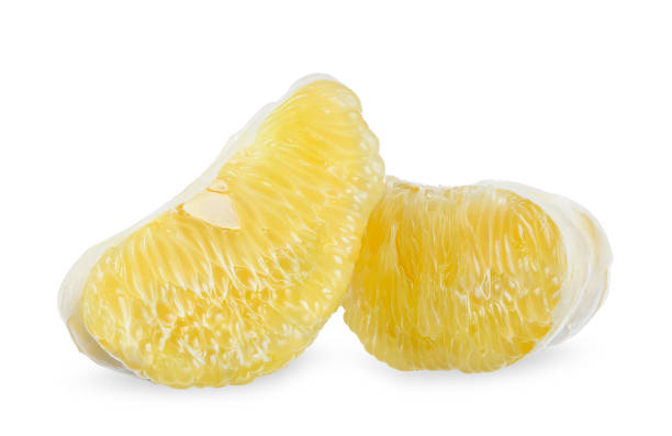 istock Sliced pomelo isolated on white background. 1641517846