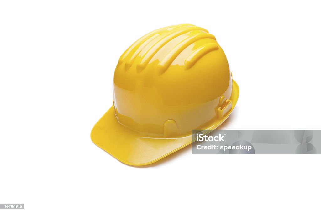 Jaune casque isolé sur blanc - Photo de Casque libre de droits