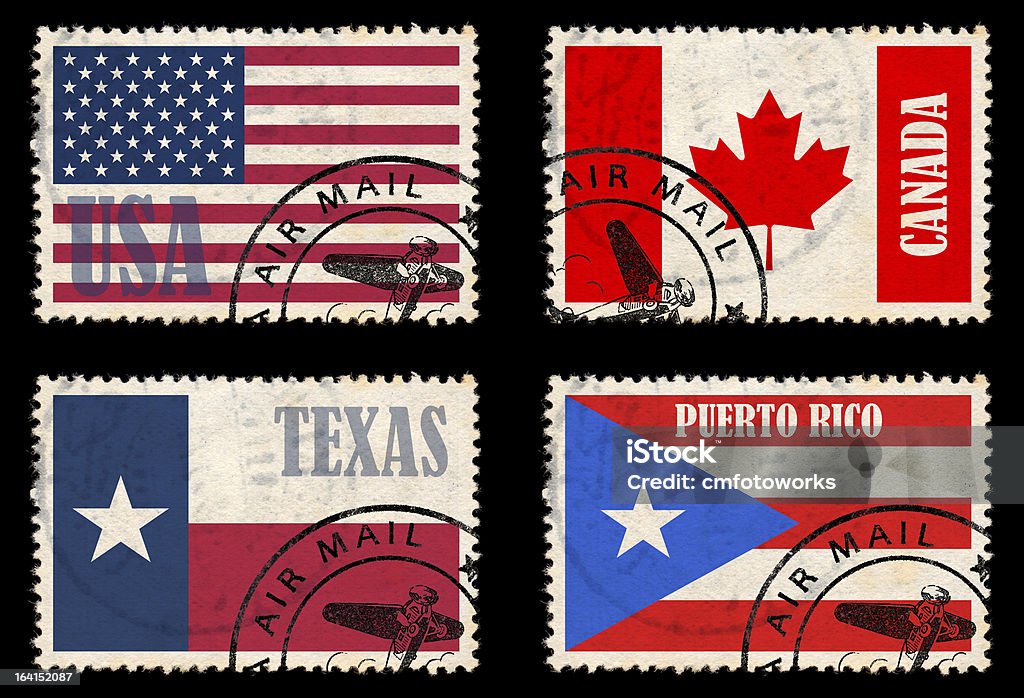 세트마다 스탬프와 함께 포석 North America - 로열티 프리 우표 스톡 사진