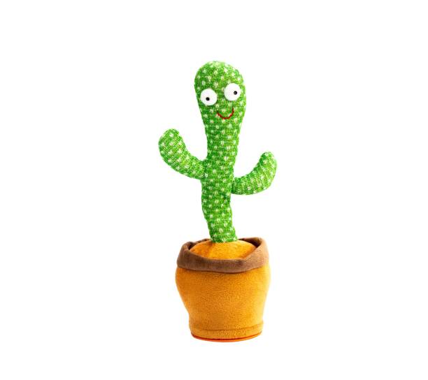 istock Green dancing cactus tree toys for children isolated on white background 1641521847