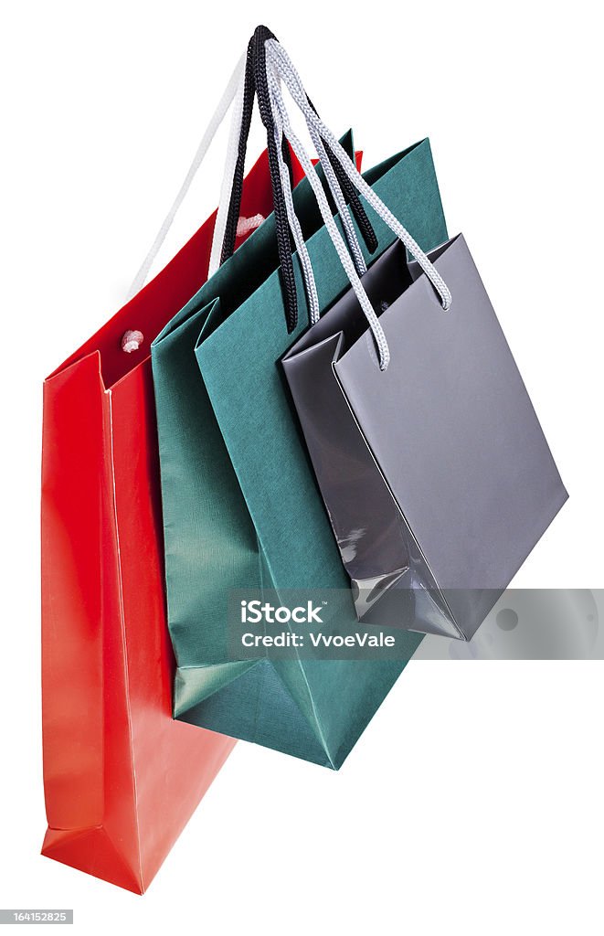 Tres papel bolsas de la compra - Foto de stock de Blanco - Color libre de derechos
