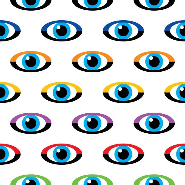 Vector illustration of Oval Eyes Seamless Pattern