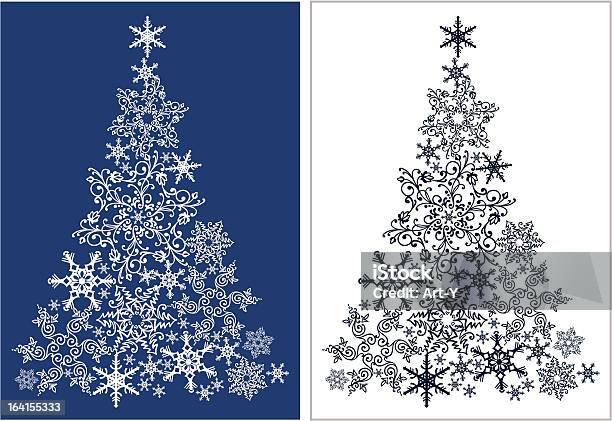 Ilustración de Árbol De Navidad De Snowflakes Hecho y más Vectores Libres de Derechos de Árbol de navidad - Árbol de navidad, Azul, Celebración - Acontecimiento