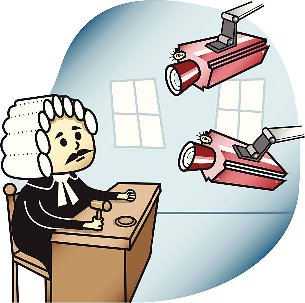 kamery w dziedziniec - judge gavel law justice stock illustrations
