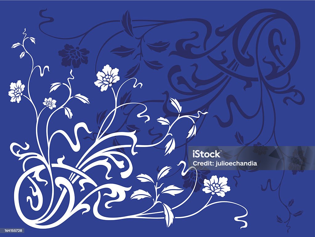 Kwiat niebieski w stylu art deco - Grafika wektorowa royalty-free (Dno)
