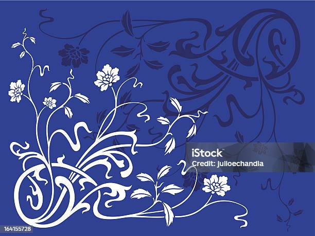 Kwiat Niebieski W Stylu Art Deco - Stockowe grafiki wektorowe i więcej obrazów Dno - Dno, Elegancja, Gałąź - część rośliny