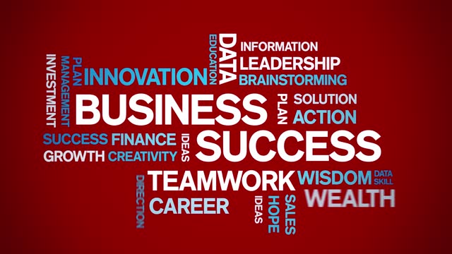 4k Business Success Animated Tag Word Cloud,Text Animation design seamless loop