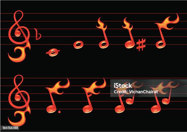 Hot Note Stock Illustration - Download Image Now - Musical Note, Fire - Natural Phenomenon, Arts Culture and Entertainment