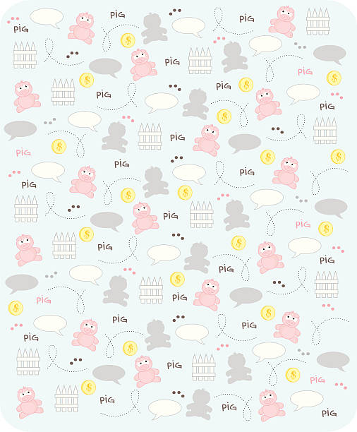 Pig Pattern "Ai, cdr, eps and hi-res jpg included." rail fence stock illustrations