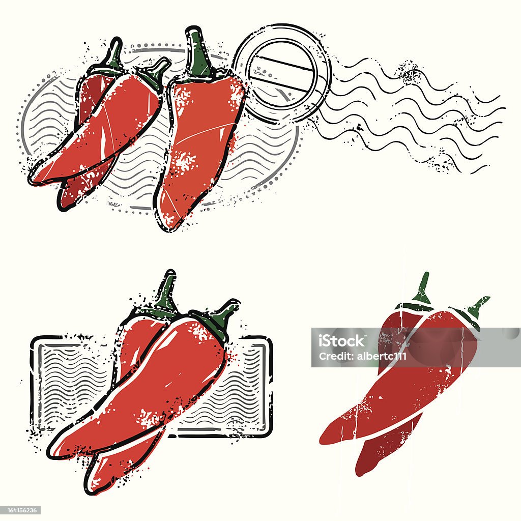 Chilipeppers em cena como daaang é quente - Vetor de Pimenta royalty-free