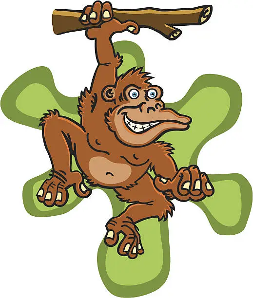 Vector illustration of Smiling Monkey Cartoon