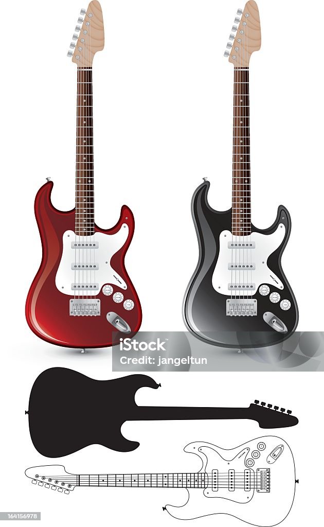 Different electric guitar styles Four versions of an electric guitar. Electric Guitar stock vector