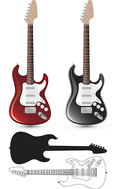 Vector illustration of Different electric guitar styles