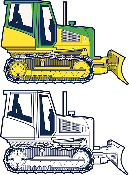 Bulldozer vector art illustration