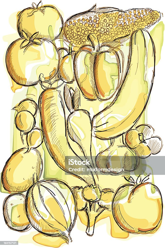 veggie watercolour "vectorimage shows watercolour vegetables; only one layer and no opening paths including,big JPEG; drawing with graphic tablet" Bell Pepper stock vector