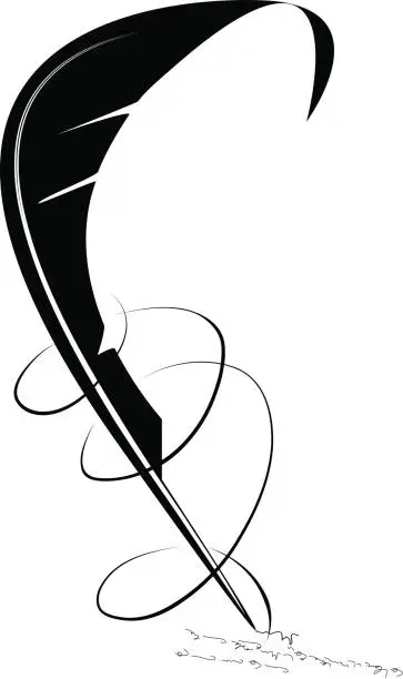 Vector illustration of Drawing of quill pen writing calligraphy