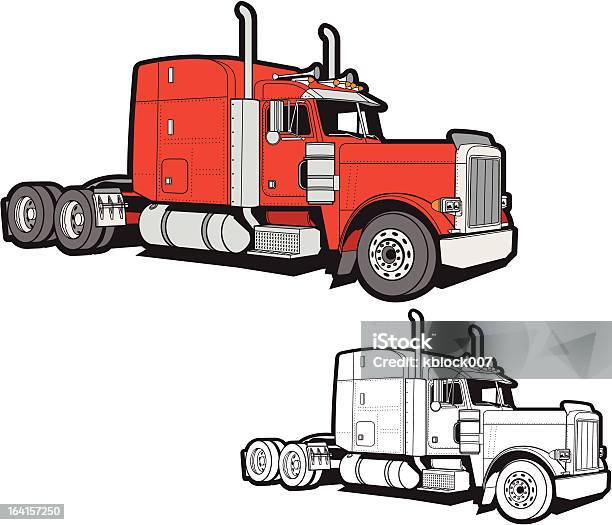 Semi Truck Stock Illustration - Download Image Now - Semi-Truck, Truck Driver, Smoke Stack