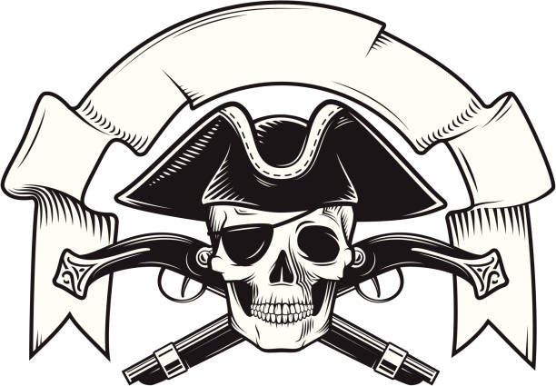 pirate, holsters and ribbon "pirate, holsters and ribbon in BW." gun holster stock illustrations