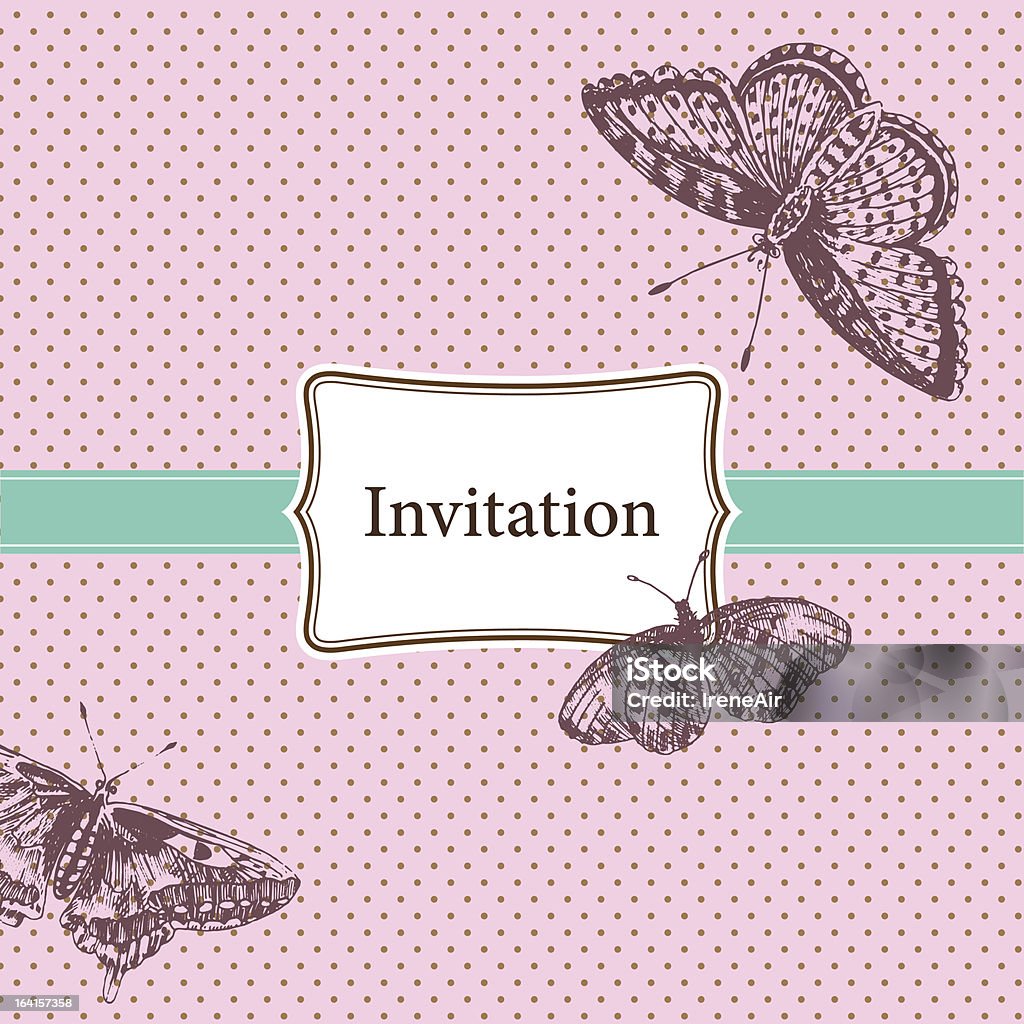 ヴィンテージの招待カード、蝶 - イラストレーションのロイヤリティフリーベクトルアート