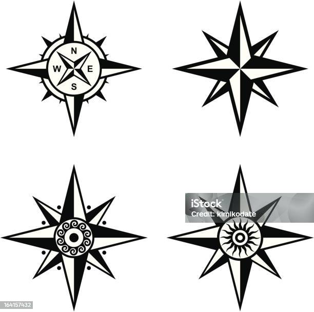 Vetores de Bússola Conjunto e mais imagens de Bússola - Bússola, Formato de Estrela, Rosa dos ventos