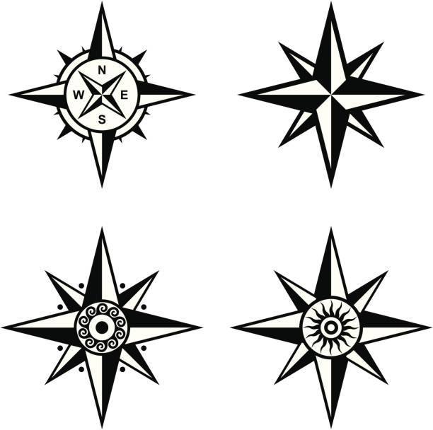 Compass set Compass symbols set. nautical compass stock illustrations