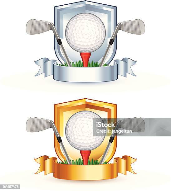 Vetores de Escudo De Golfe e mais imagens de Golfe - Golfe, Prata, Prateado