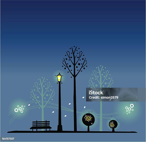 夜の公園の風景 - イラストレーションのベクターアート素材や画像を多数ご用意 - イラストレーション, シルエット, パークベンチ