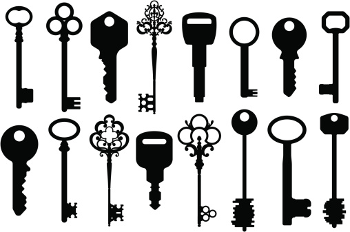 Set of design elements - Keys Silhouettes